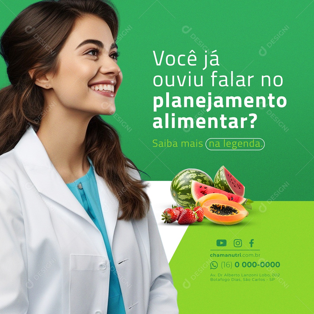 Nutricionista Você já ouviu falar no planejamento alimentar Social Media PSD Editável