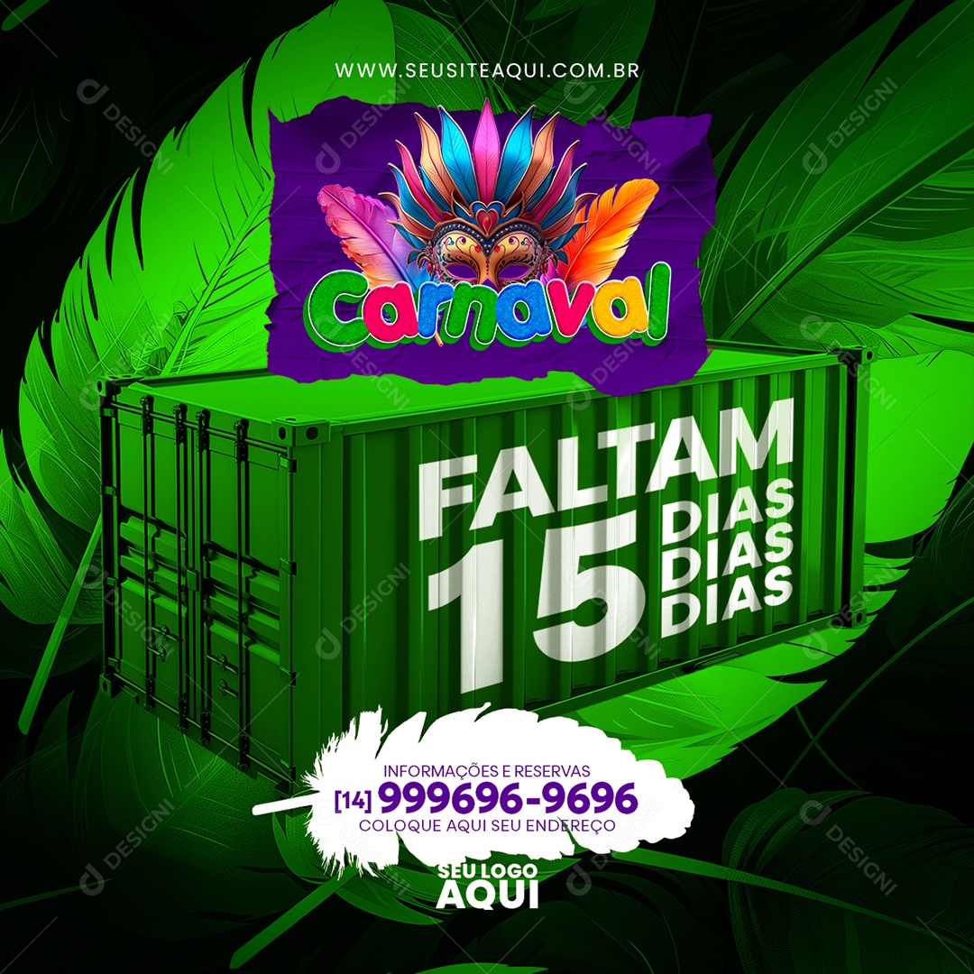 Carnaval Faltam 15 Dias Social Media PSD Editável