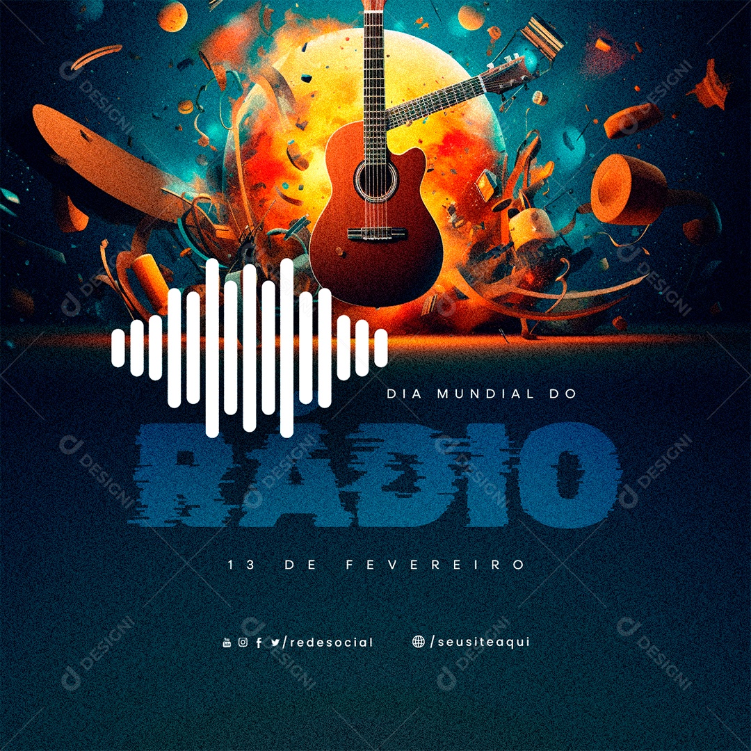 Dia Mundial do Rádio 13 De Fevereiro Social Media PSD Editável