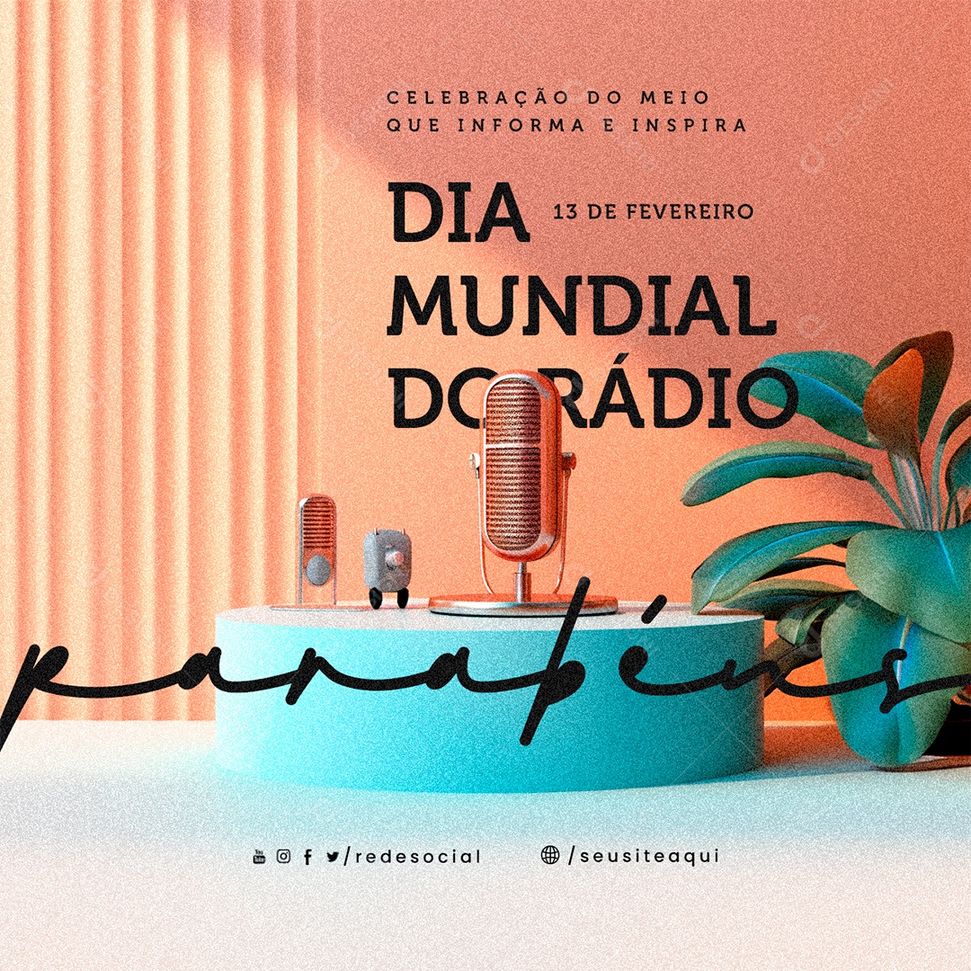 Dia Mundial do Rádio 13 De Fevereiro Social Media PSD Editável