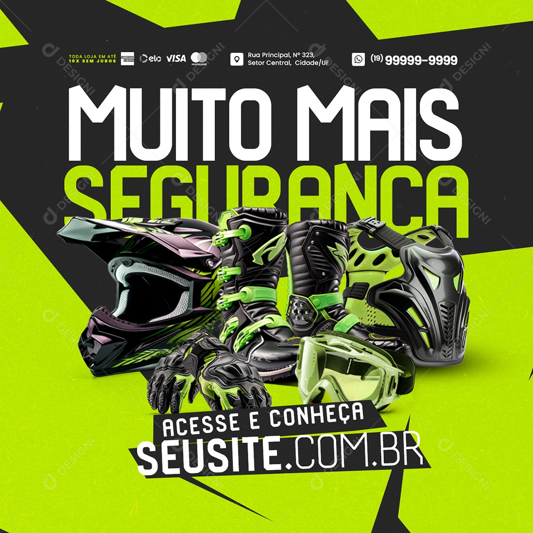 Loja de Acessórios de Motocross Capacete Botas Viseira Luvas Coletes Social Media PSD Editável