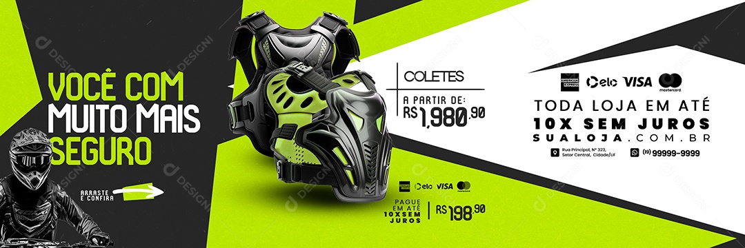 Carrossel Loja de Acessórios de Motocross Coletes Social Media PSD Editável