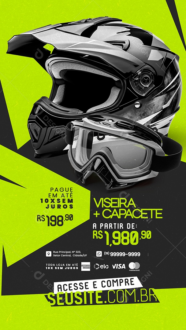 Story Loja de Acessórios de Motocross Viseira Capacete Social Media PSD Editável