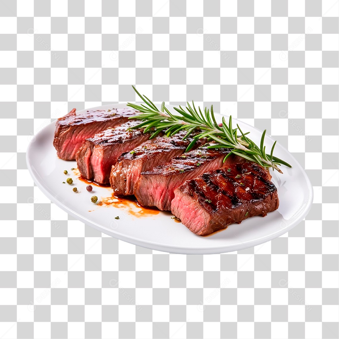 Prato com Bife de Carne PNG Transparente