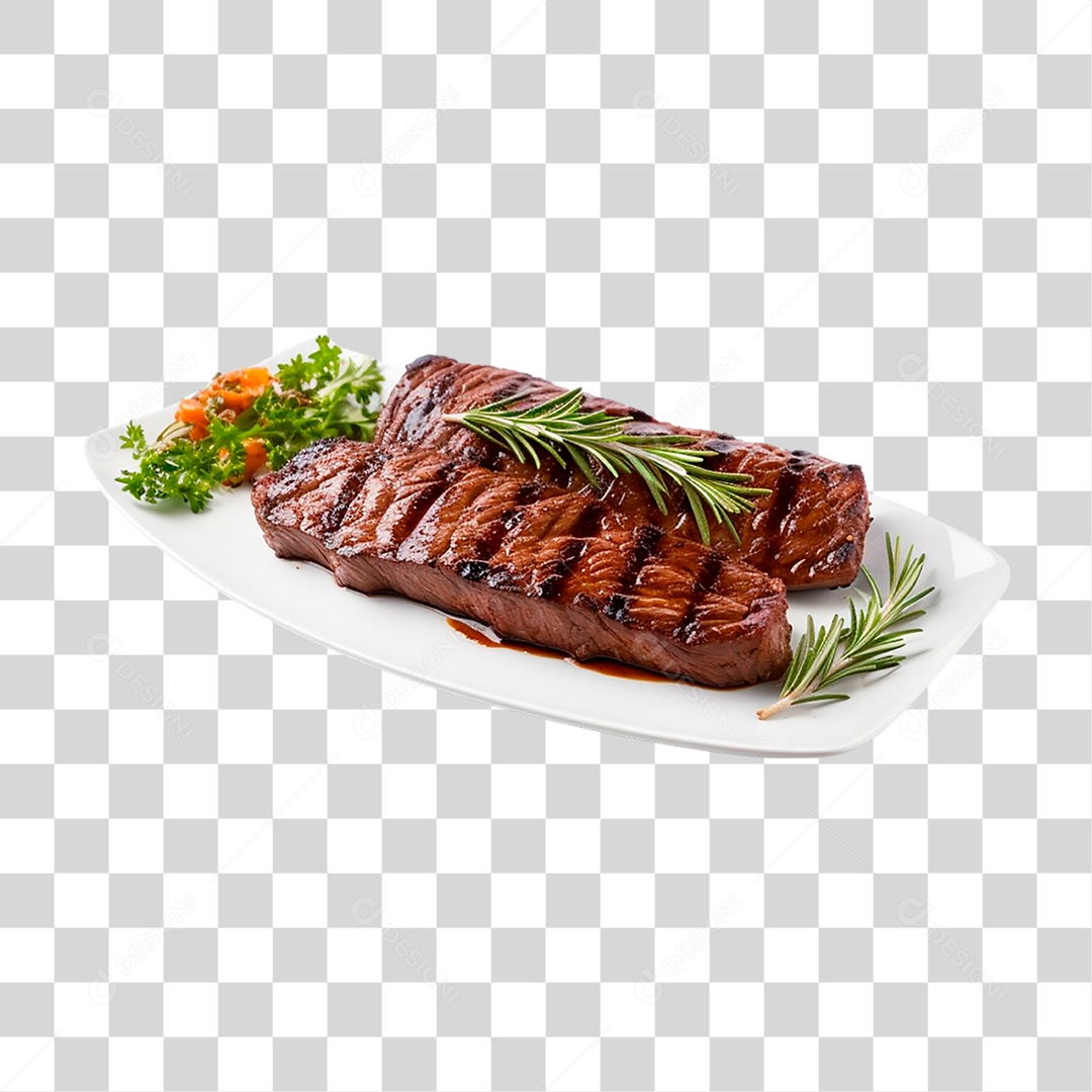 Prato com Bife de Carne PNG Transparente