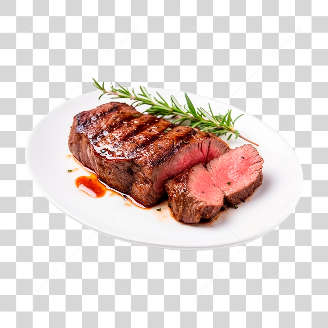 Prato com Bife de Carne PNG Transparente