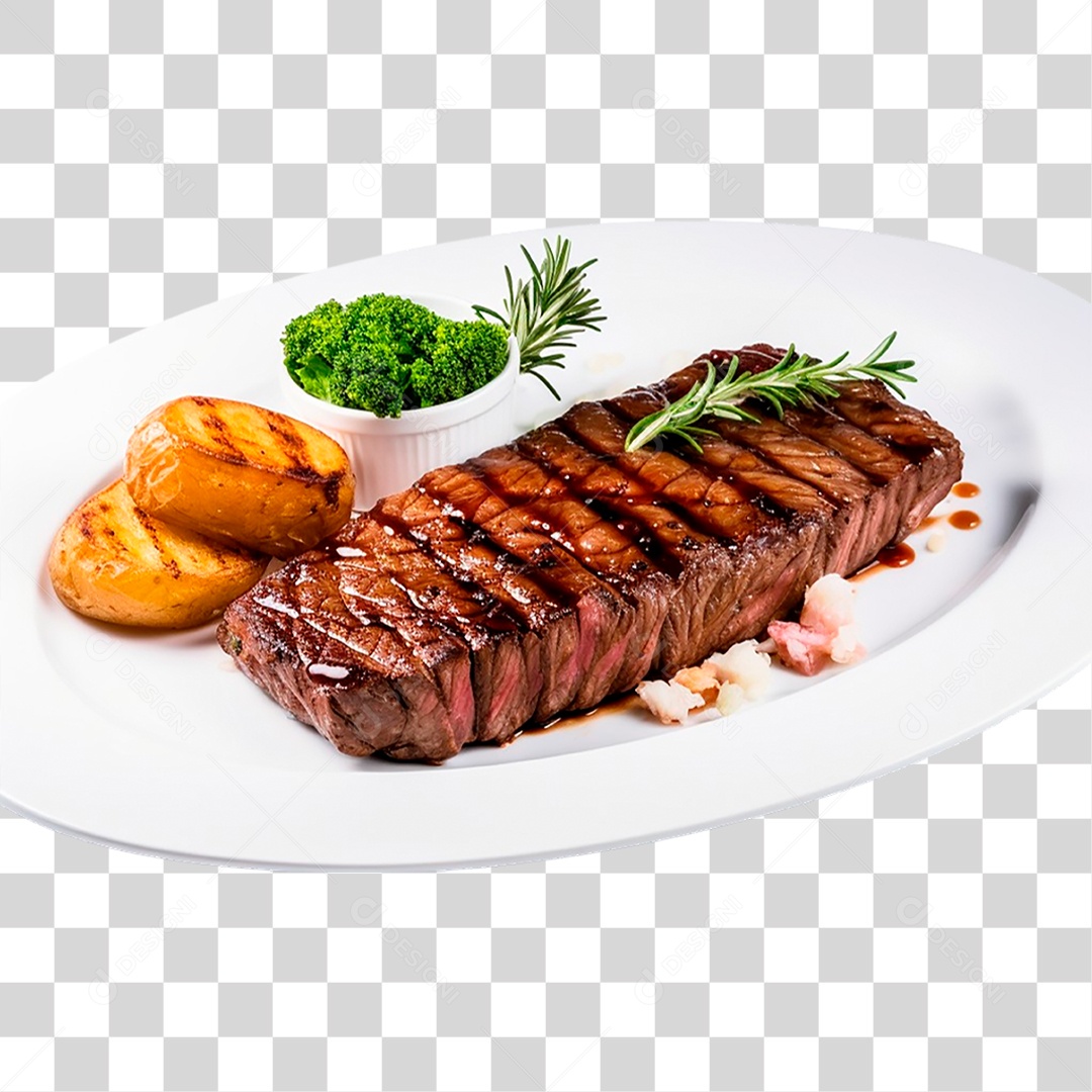 Prato com Bife de Carne PNG Transparente