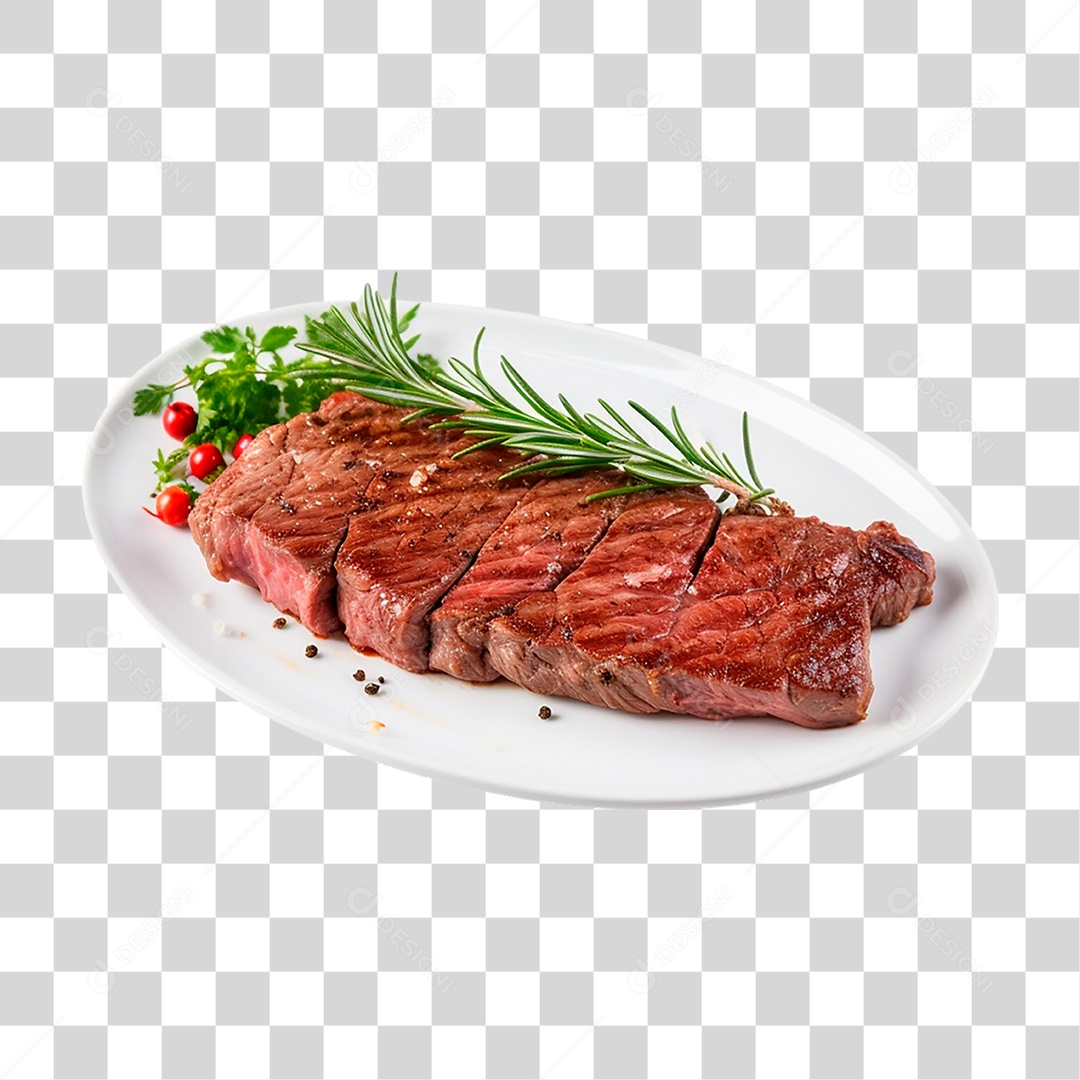 Prato com Bife de Carne PNG Transparente