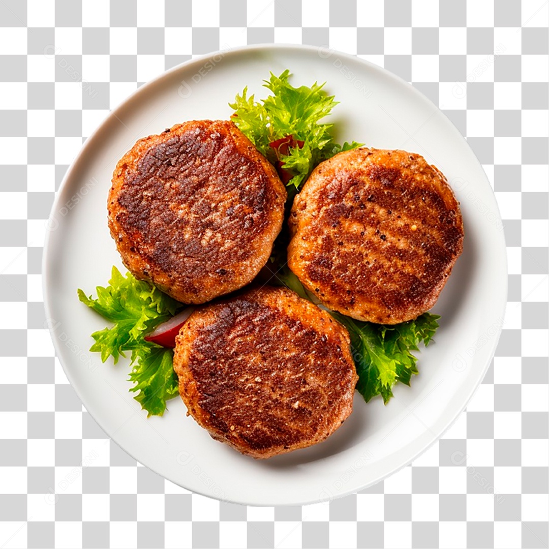 Prato com Carne de Hambúrguer PNG Transparente