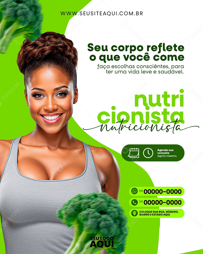 Nutricionista Seu corpo reflete o que você come Social Media PSD Editável