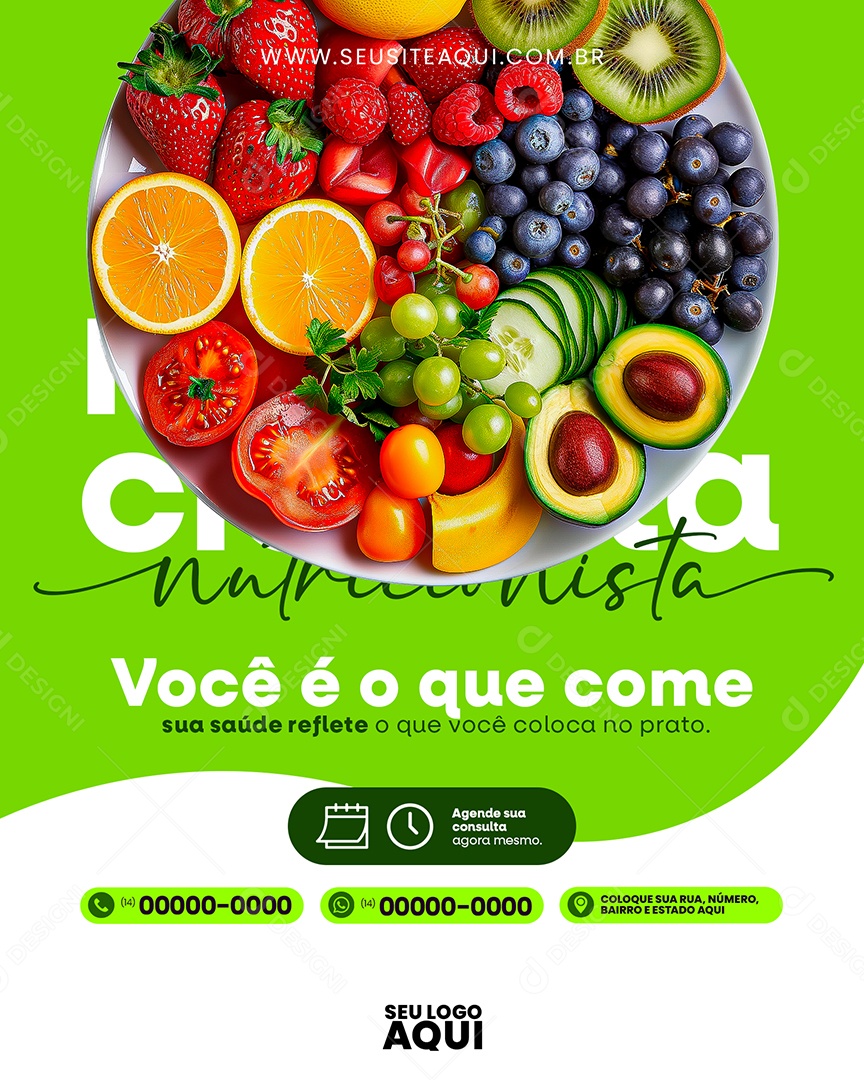 Nutricionista Você é o que come Agende sua consulta agora mesmo Social Media PSD Editável