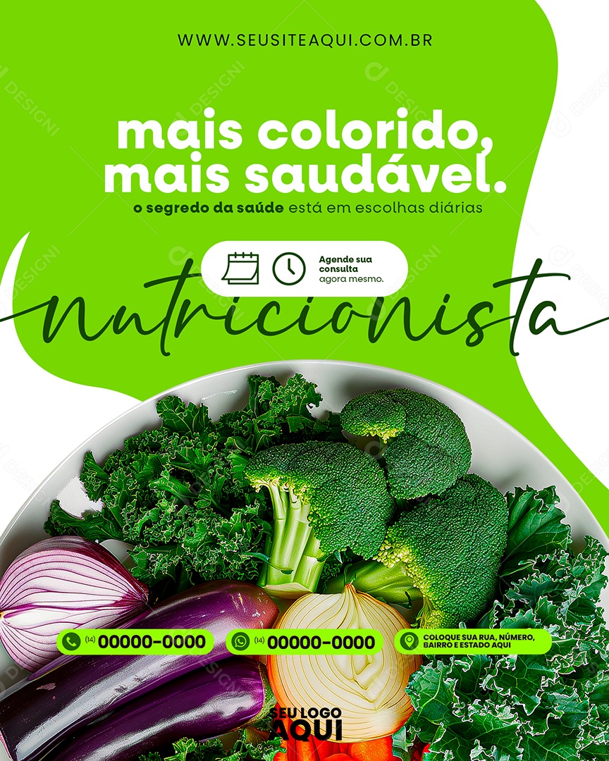 Nutricionista mais colorido mais saudável Social Media PSD Editável