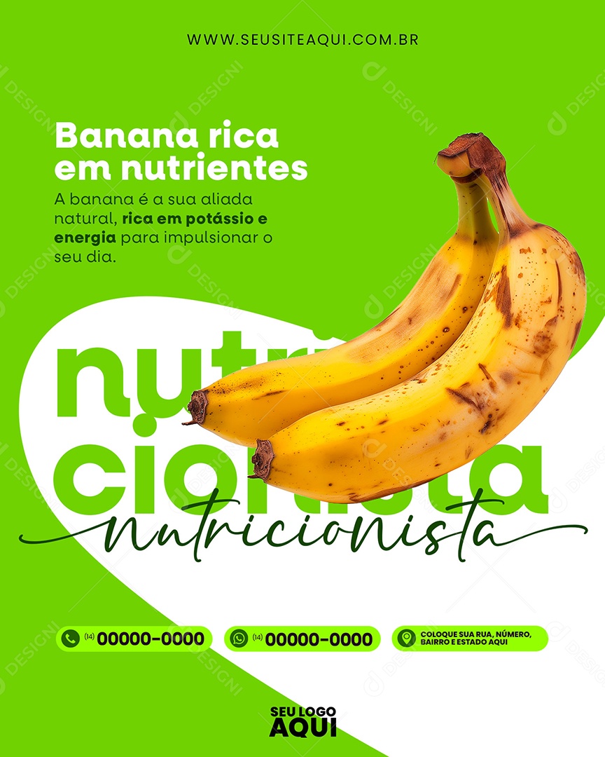 Nutricionista Banana rica em nutrientes Social Media PSD Editável