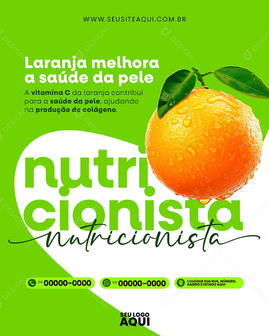 Nutricionista Laranja melhora a saúde da pele Social Media PSD Editável