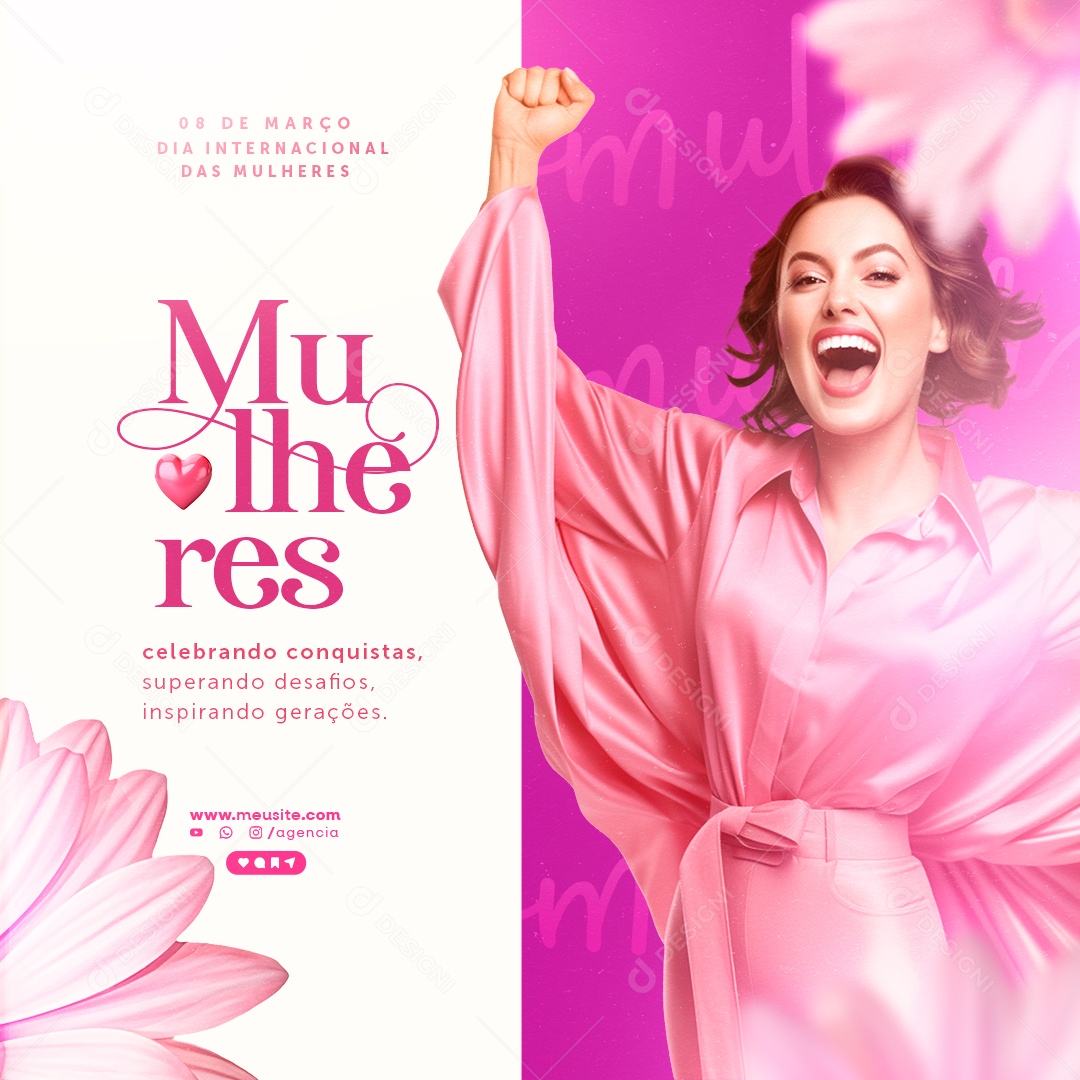 International Women's Day March 8 Celebrating Achievements Overcoming Social Media Editable Social Challenges. zip zip