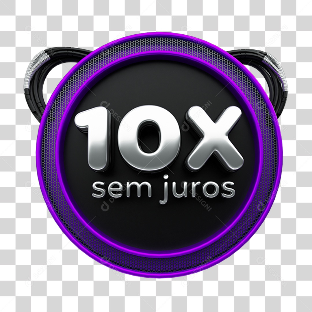 Selo 3D 10 x Sem Juros PNG Transparente