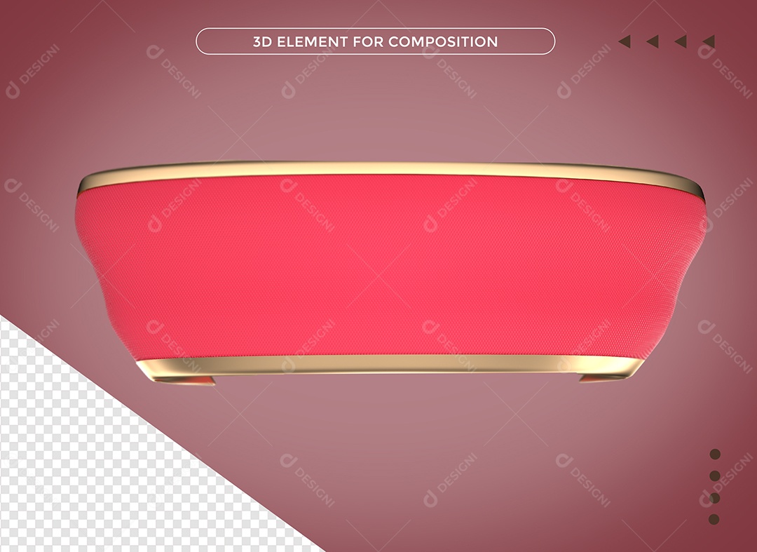Fita Elemento 3D Rosa Dourado para Composição PSD