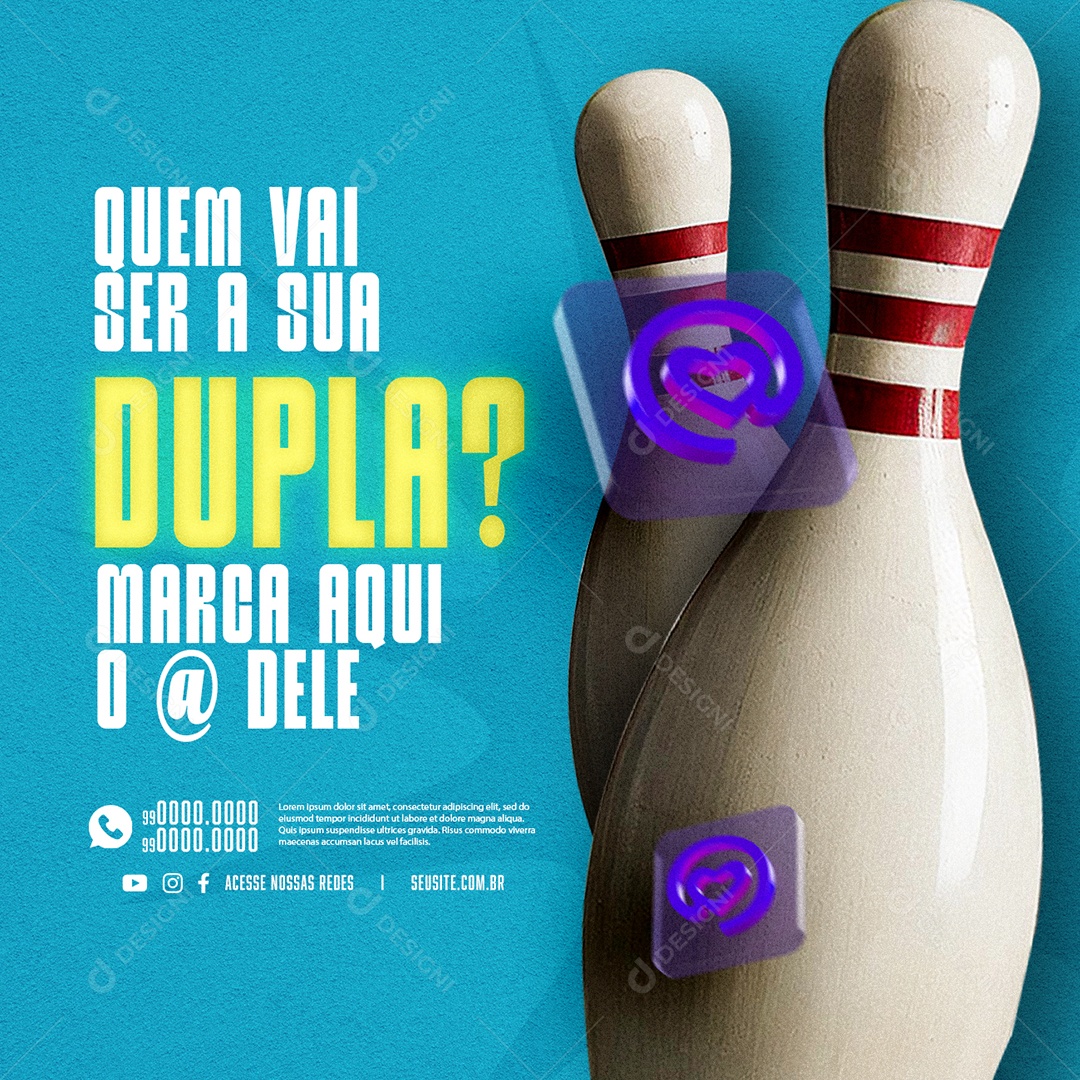 Boliche Quem vai ser a sua Dupla marca Aqui o Arroba dele Social Media PSD Editável