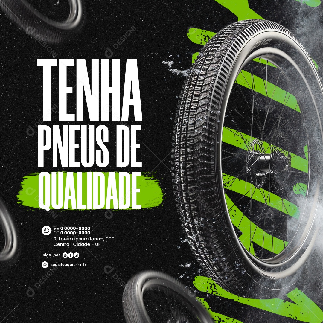 Bicicletaria Tenha Pneus de Qualidade Social Media PSD Editável