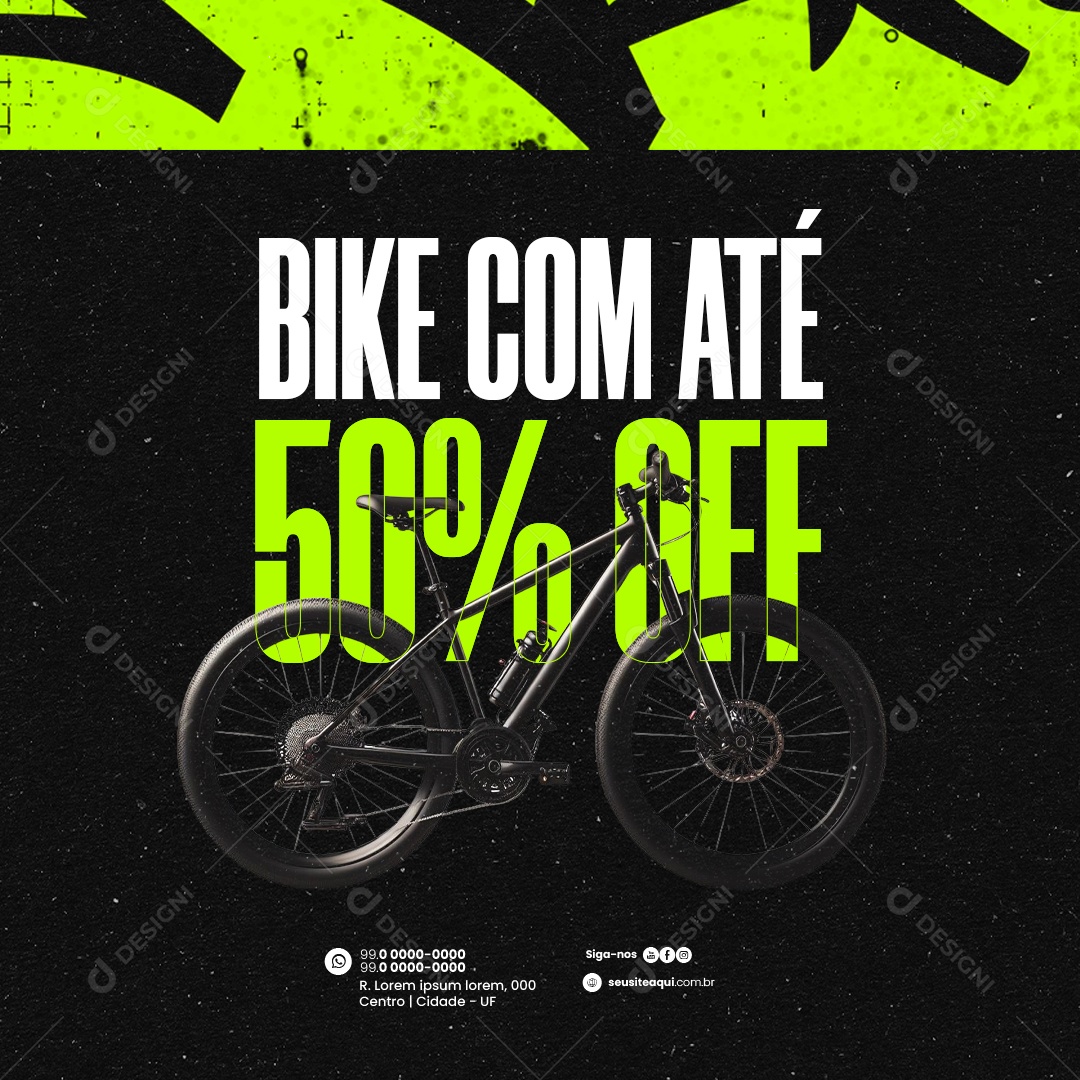 Bicicletaria Bike com Até 50% Off Social Media PSD Editável