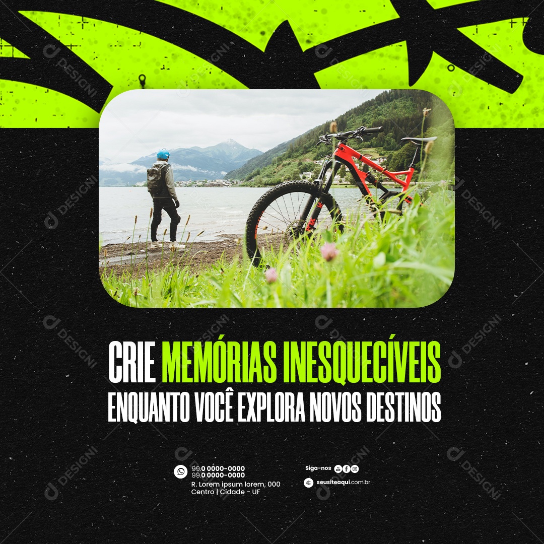 Bicicletaria Crie Memórias Inesquecíveis Social Media PSD Editável