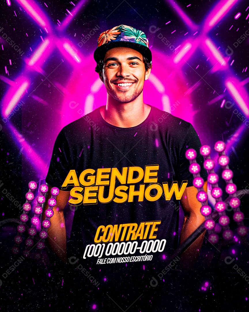 Flyer Agende seu Show Contrate Social Media PSD Editável