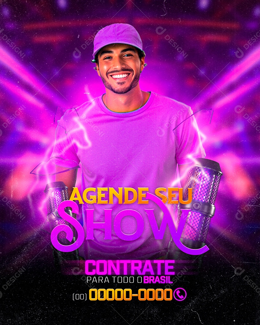 Flyer Agende seu Show Contrate para Todo o Brasil Social Media PSD Editável