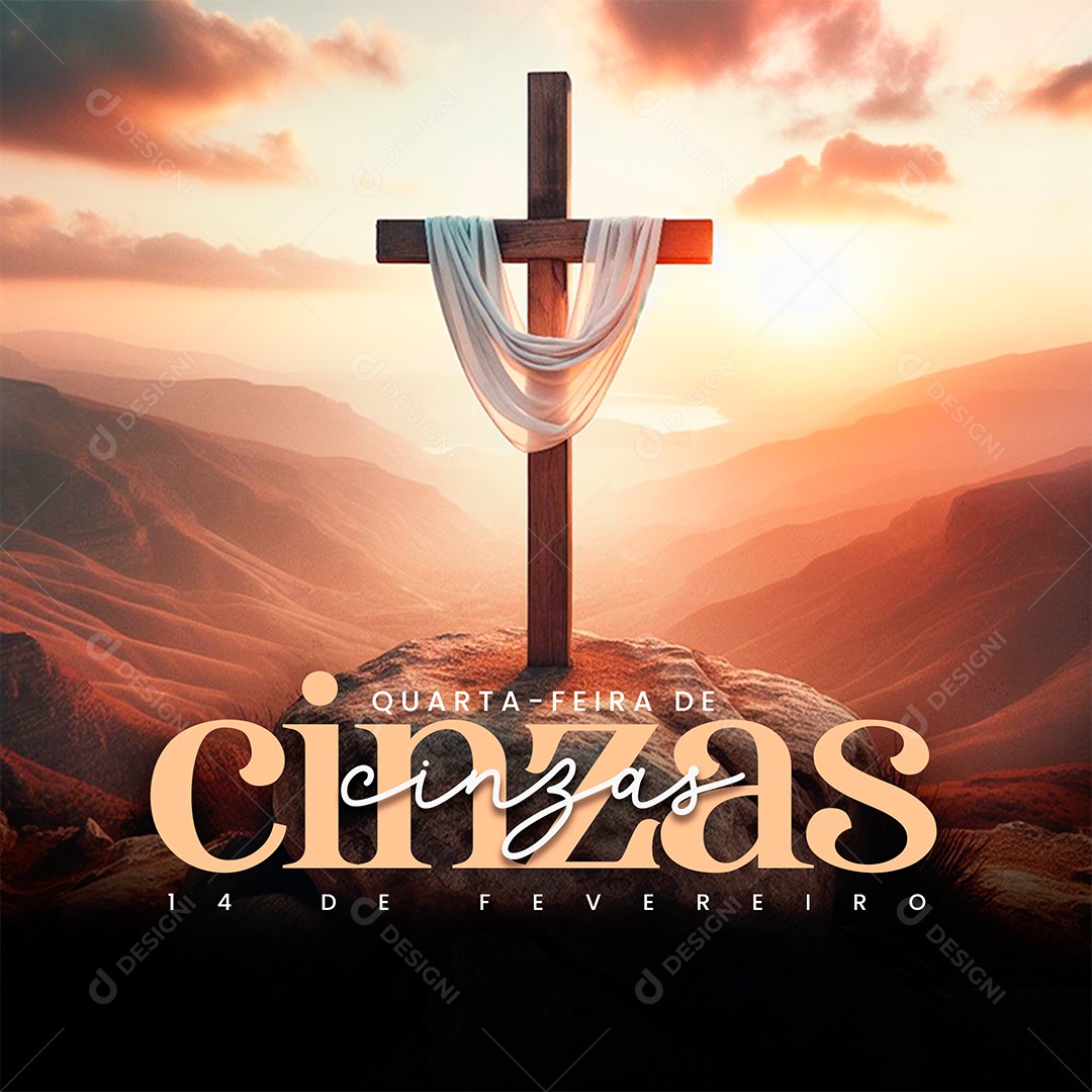 Quarta Feira de Cinzas 14 De Fevereiro Social Media PSD Editável