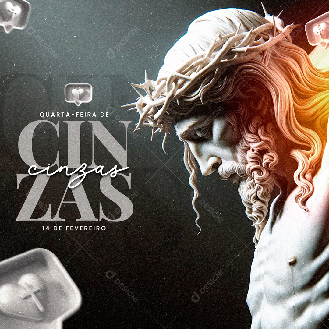 Quarta Feira de Cinzas 14 De Fevereiro Social Media PSD Editável