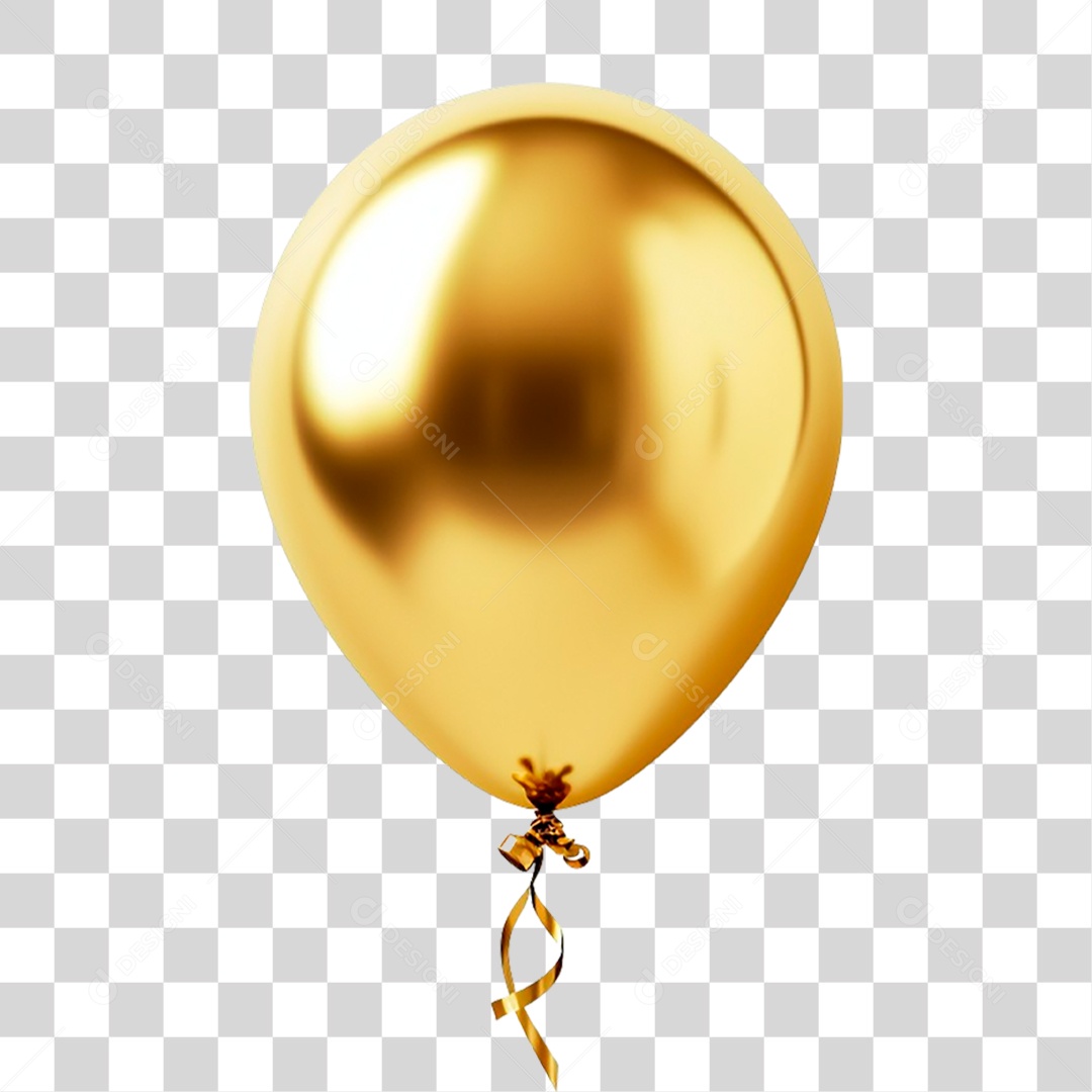 Balão Dourado PNG Transparente