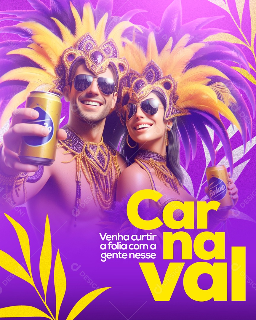Flyer Carnaval Venha curtir a folia com a gente nesse Social Media PSD Editável