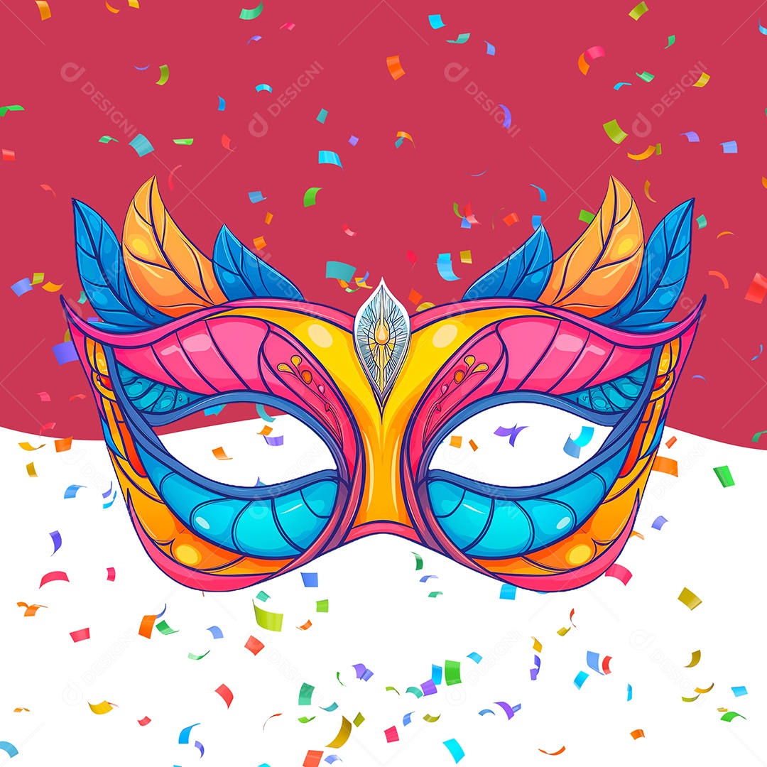 Máscara Colorida de Carnaval Elemento 3D para Composição PSD