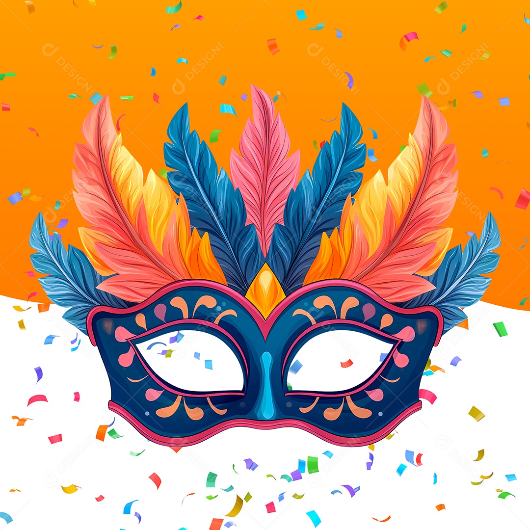 Máscara Colorida de Carnaval Elemento 3D para Composição PSD