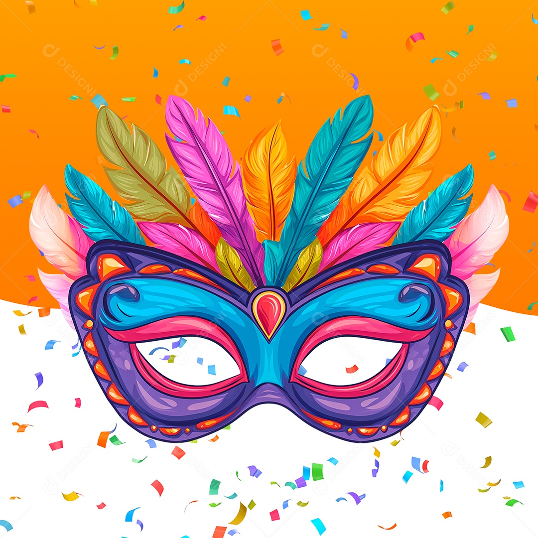 Máscara Colorida de Carnaval Elemento 3D para Composição PSD