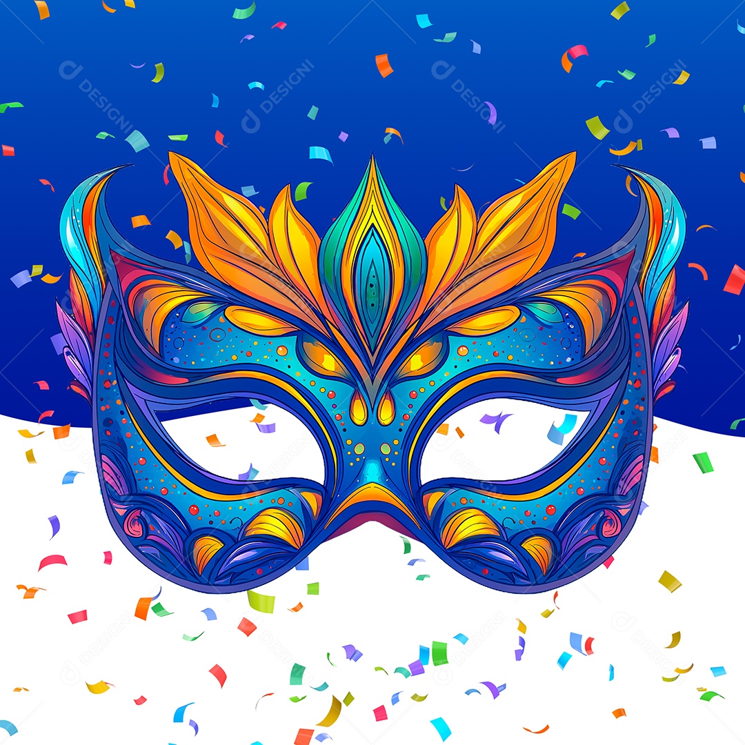 Máscara Colorida de Carnaval Elemento 3D para Composição PSD