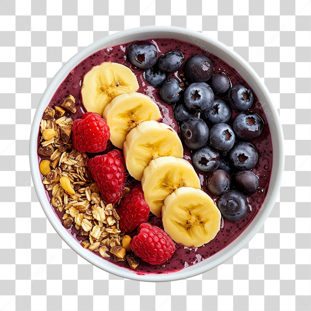 Pote de Açaí com Frutas PNG Transparente