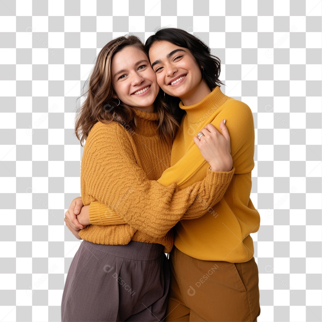Mulheres Abraçadas PNG Transparente