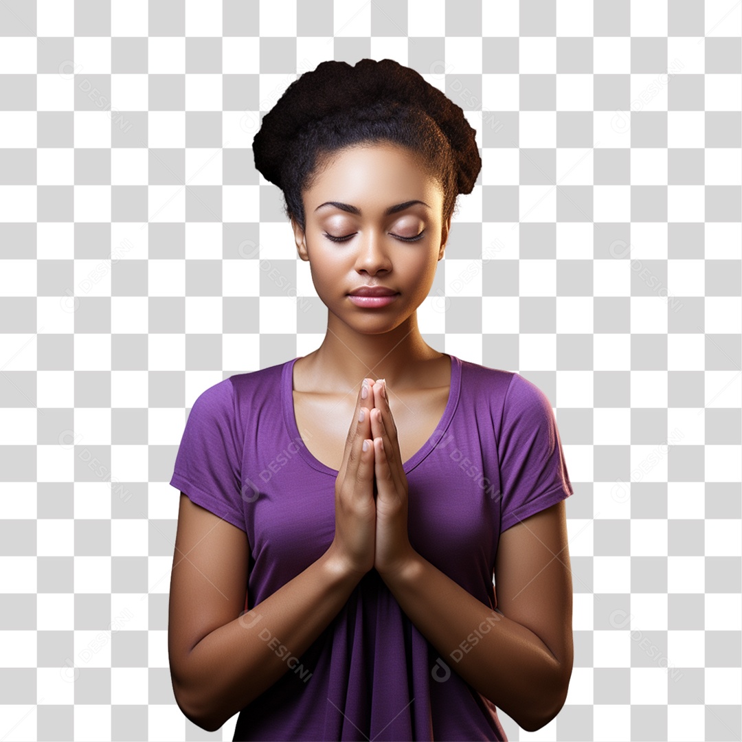 Mulher com Blusa Roxa PNG Transparente
