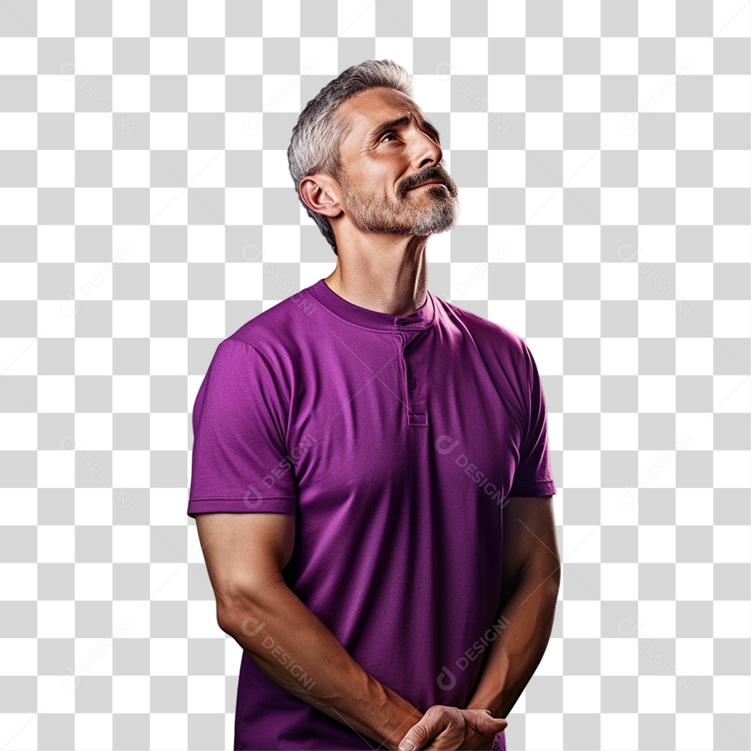 Homem Com Camisa Roxa PNG Transparente