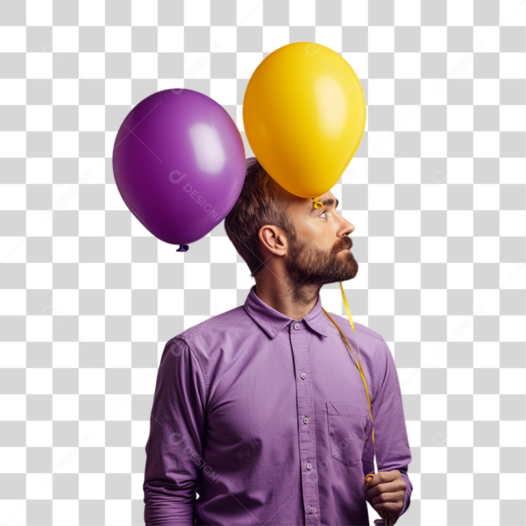 Homem Segurando Balão PNG Transparente