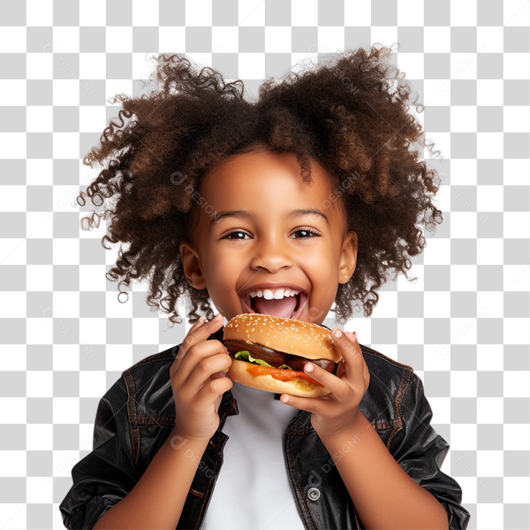 Criança com Lanche nas Mãos PNG Transparente