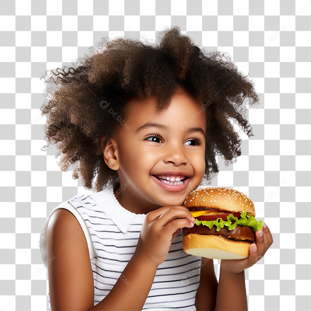 Criança com Lanche nas Mãos PNG Transparente