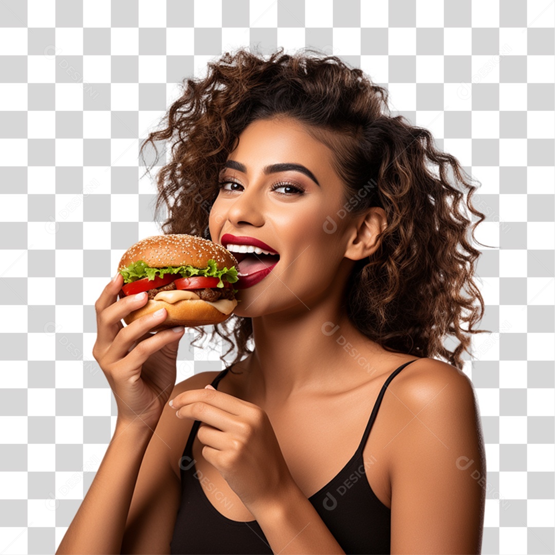 Mulher Lanche Hambúrguer PNG Transparente