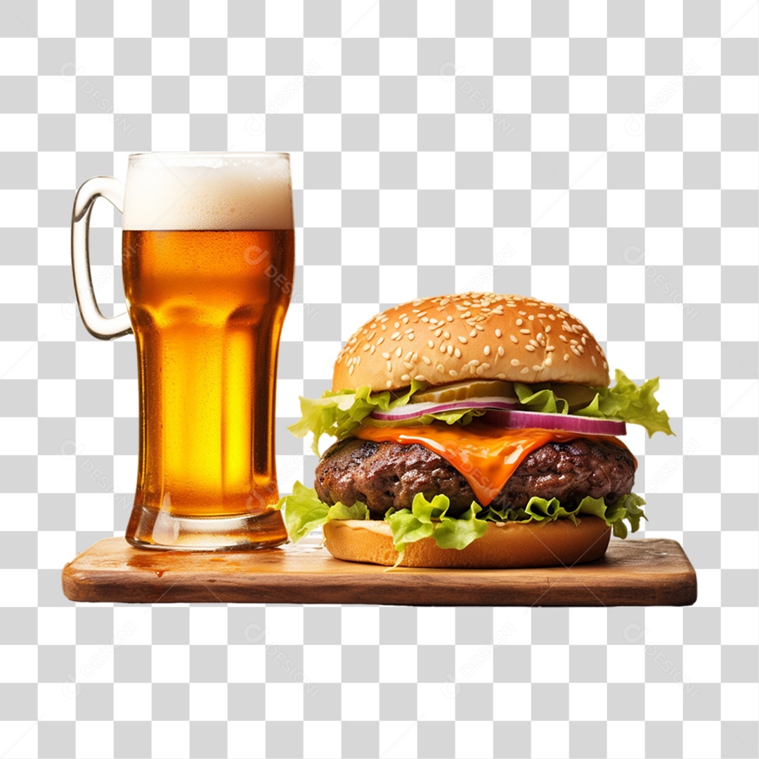 Lanche Sanduiche Cerveja PNG Transparente