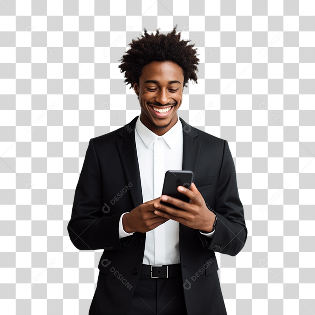 Homem Segurando Celular nas Mãos PNG Transparente