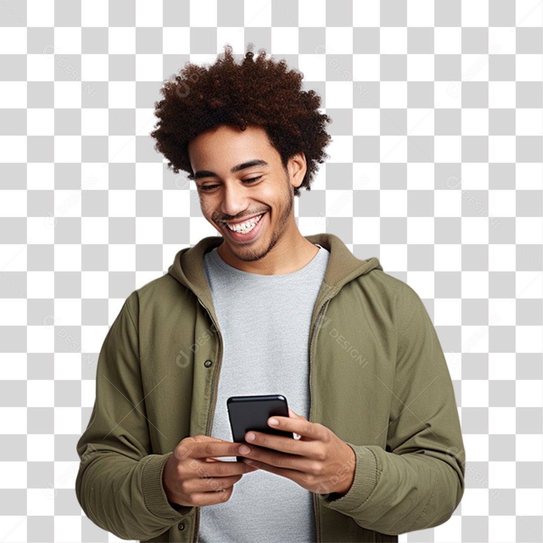 Homem Segurando Celular nas Mãos PNG Transparente