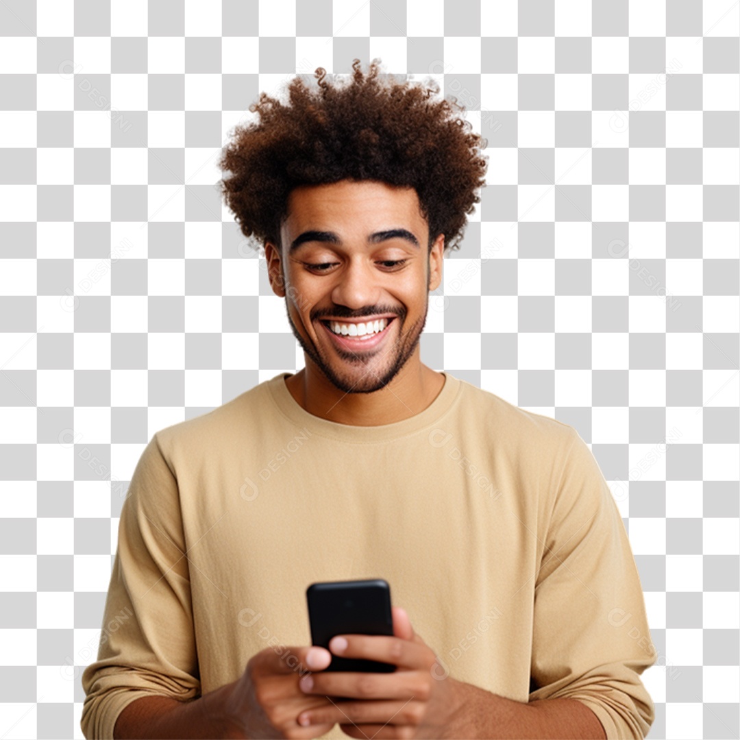 Homem Segurando Celular nas Mãos PNG Transparente