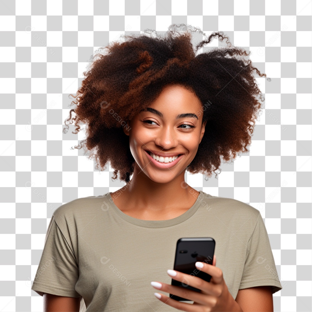 Mulher Segurando Celular nas Mãos PNG Transparente