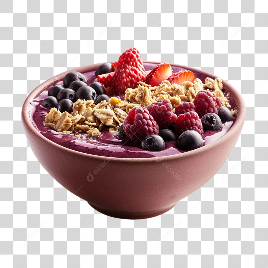 Pote de Açaí com Frutas PNG Transparente