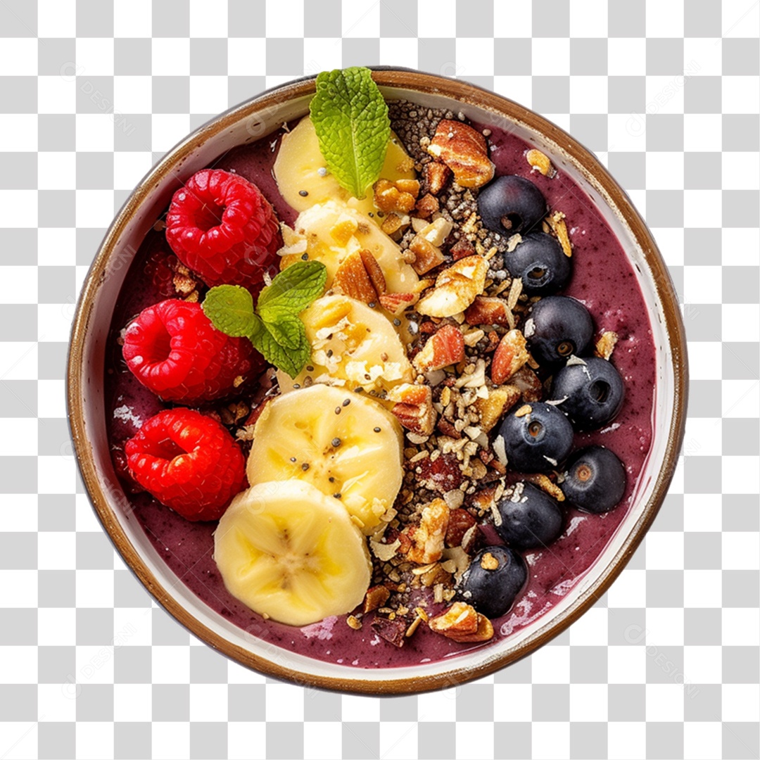 Pote de Açaí com Frutas PNG Transparente